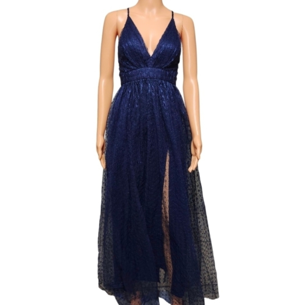 Steps NY Navy Blue Lace Maxi Dress – Size S (Small) - Picture 4 of 8